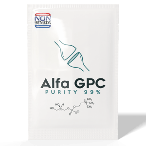 Alpha-GPC (Choline Alfoscerate), CAS 28319-77-9 – analytical reference standard, product sachet, laboratory use only