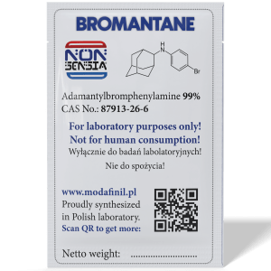 Bromantane, CAS 87913-26-6 – analytical reference standard, product sachet, laboratory use only