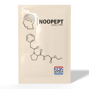 Noopept (Omberacetam), CAS 157115-85-0 – analytical reference standard, product sachet, laboratory use only