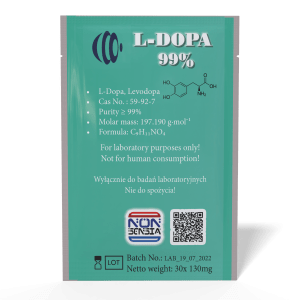 Levodopa (L-DOPA), CAS 59-92-7 – analytical reference standard, 1000 mg, product sachet, laboratory use only